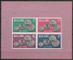 Malawi  25a MNH 1965 Coins Souvenir Sheet