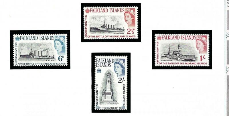 Falkland Is 150-53 MNH 1964 50th Anniv of Battle of Falkland is