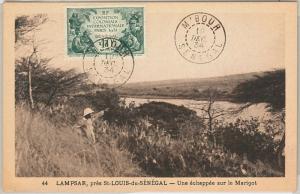 SENEGAL -  POSTAL HISTORY:  COLONIAL EXPO stamp on POSTCARD: M'BOUR 1934