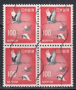 Japan 1979 Sc#1257 Sak#436 Red-crowned Crane (Grus japonensis) (Block of 4) Used