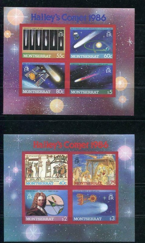 Montserrat 1986 Halley's Commet 4 Souvenir Sheets (Perf+Imperf) MNH 5439 