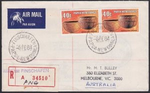 PAPUA NEW GUINEA 1984 Registered cover FINSCHAFEN to Australia..............H163