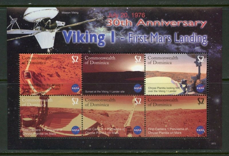 DOMINICA  30th ANN OF VIKING I FIRST MARS LANDING SHEET MINT NH 