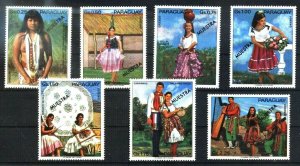 PARAGUAY 1973 FOLKLORE DRESSES,MUSIC NUDES SPECIMEN MUESTRA  Mi 2518-24 MNH 