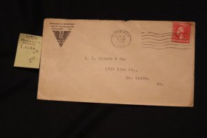 Scott US 528A on cover Chicago to St Louis MO (#373)