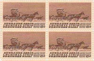 1968 Cherokee Strip Block of 4 6c Postage Stamps, Sc#1360, MNH, OG