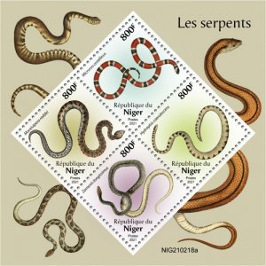 NIGER - 2021 - Snakes - Perf 4v Sheet -Mint Never Hinged