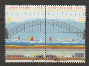 Australia SG 1375ba se-tenant pair perf 15½ VFU  with First Day cancel