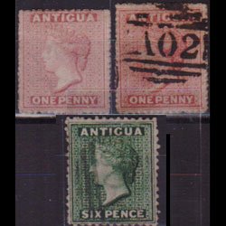 ANTIGUA 1863 - Scott# 2-4 Queen Victoria Set of 3 Used