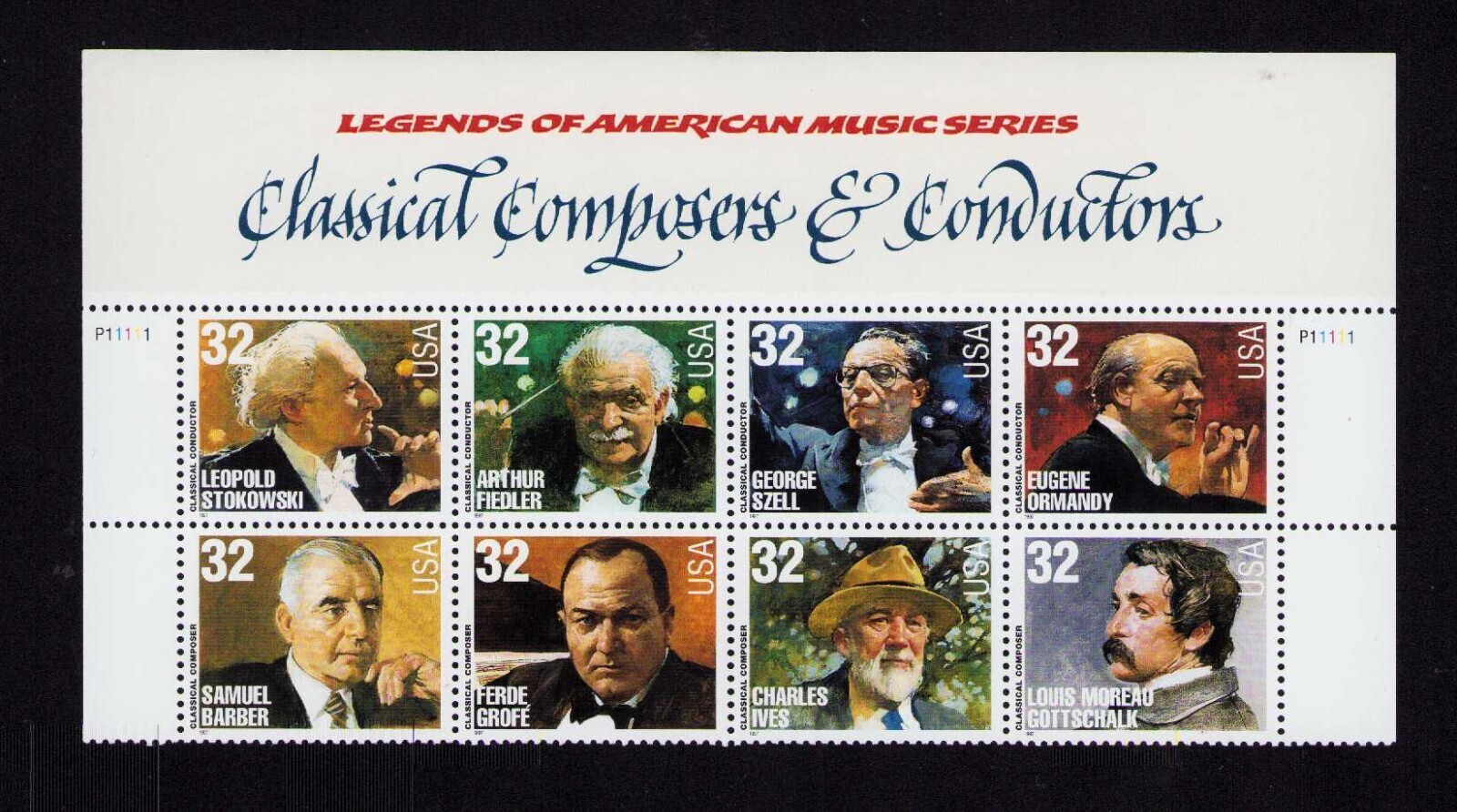 3158 - 3165 Classical Composers and Conductors Plate Block of 8 32 ...