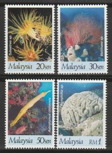 Malaysia 1997 International Year of the Coral Reefs Set of 4V SG#658-661 MNH