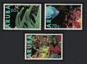 Aruba Fish Anemone Shrimp Coral Sponge Marine Life 3v 1990 MNH SG#77-79