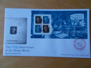 2015 175th Anniv of the Penny Black M/Sheet on First Day Cover with Bath SHS