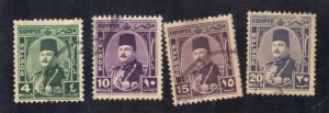 EGYPT SC# 245,247,248,250 USED  4,10,15,20m 1944-50