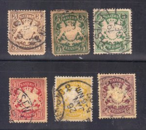 BAYERN, GERMAN STATE SCOTT# 60,62,63,68,70 USED wmk 95h  1886-1900