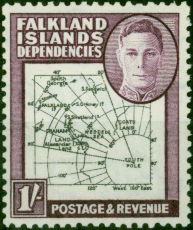 Falkland Islands Dep 1946 1s Black & Purple SGG8a 'Gap in 80th Parallel' V.F MNH