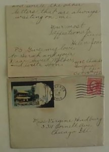 US   JAPAN KYOTO TEMPLE PICTORIAL AD COVER WITH LETTER EUCYRUS OHIO 1921