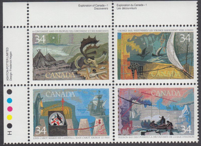 Canada - #1107a Exploration of Canada - Discoverers, Plate Block - MNH