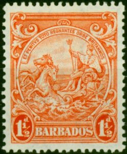 Barbados 1941 1 1/2d Orange SG250b P.14 Fine LMM