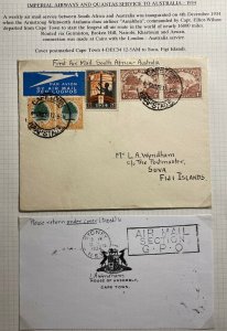 1934 Cape Town South Africa Airmail First Flight Cover To Suva Fiji Via Sydney