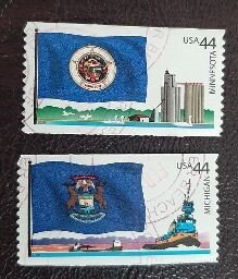US Scott # 4298,4299; Two used 44c Flags of our Nation, 2008; VF centering