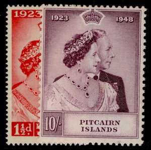 PITCAIRN ISLANDS GVI SG11-12,  1949 ROYAL SILVER WEDDING set, LH MINT. Cat £41.