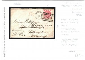 GB SCOTLAND SG.103 Plate 7 Cover Markinch Germany POSTE RESTANTE 1872 G68b