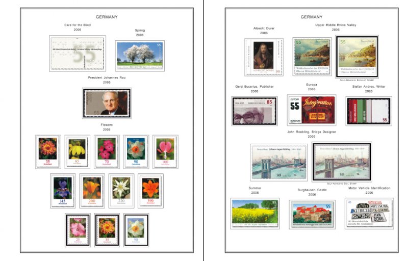 GERMANY STAMP ALBUM PAGES DVD 1868-2011 (818 color illustrated pages)