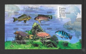 Comoro Islands MNH S/S Fish 2011 5 Stamps