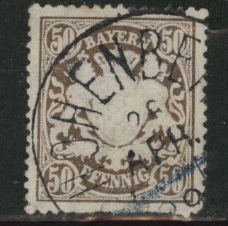 Bavaria German State Scott 45 used 1876 blunt perfs bottom