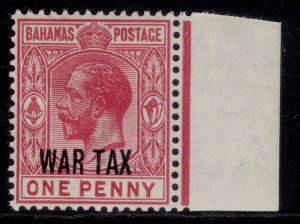 BAHAMAS GV SG97, 1d carmine WAR TAX, NH MINT.