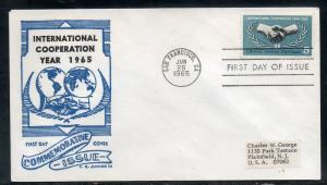 US #1266 ICY FDC Junior Cachet addr D138