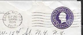 United States  Washington, Embossed envelope 3 cents. Postal History