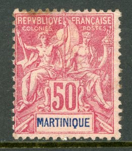 Martinique 1892 French Colony 50¢ Carmine Navigation & Commerce Sc #48 Mint E119