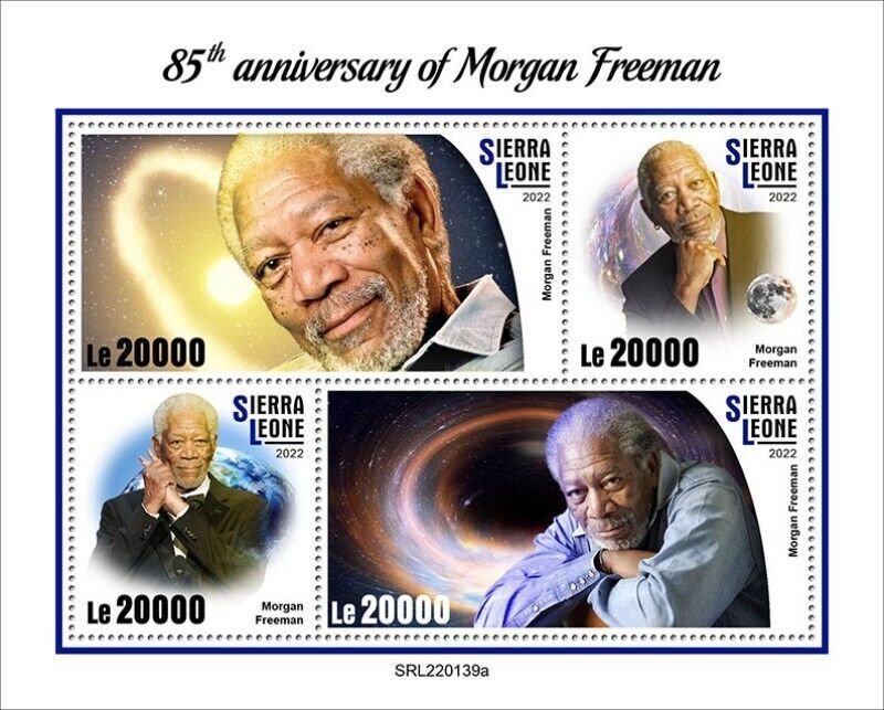 Sierra Leone - 2022 Actor Morgan Freeman Anniversary - 4 Stamp Sheet SRL220139a