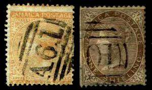 1860 Jamaica #4a & 6a QV Color Variations - Used - VF - CV$55.00 (ESP#3514)