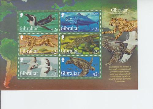 2013 Gibraltar Endangered Species III -SS (Scott NA) MNH