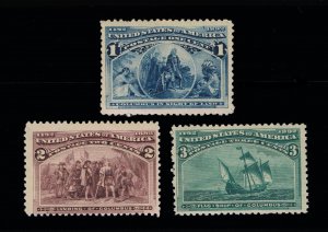 GENUINE SCOTT #230 231 232 F-VF MINT OG NH 1893 COLUMBIAN EXPO SET OF 3 STAMPS