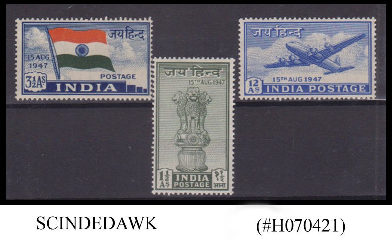 INDIA - 1947 INDEPENDENCE ISSUE SG#301-303 3V - MINT LH