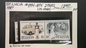 St. Lucia 1987 Scott# 894-895 complete MNH XF set of 2 pairs.