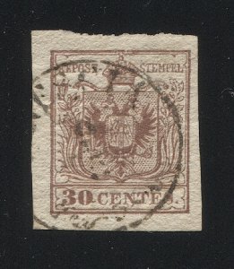 AUSTRIA Lombardy-Venetia 1850 Sc 5d 30c Used - Brescia cancel, cv $30