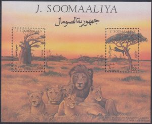 SOMALIA  # SOA015 CPL MNH S/S of A2 DIFF AFRICAN TREES, LIONS