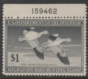 U.S. Scott Scott #RW14 Duck Stamp - Mint NH Plate Number Single