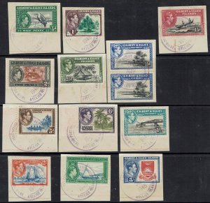 GILBERT & ELLICE ISLANDS 1939 KGVI PICTORIAL SET USED ON PIECE