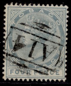 TOBAGO QV SG22, 4d grey, FINE USED.