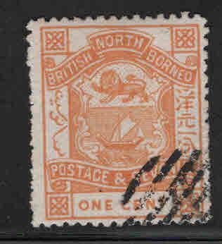 North Borneo Scott 36 used 1887 perf 14, coat of arms stamps