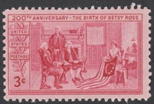 1952 Betsy Ross Single 3c Postage Stamp -Sc# 1004 - MNH,OG