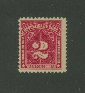 Cuba 1914 2c carmine rose Postage Due, Scott J6 Mint Hinged, Value = $9.00