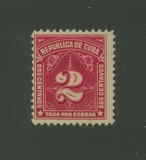 Cuba 1914 2c carmine rose Postage Due, Scott J6 Mint Hinged, Value = $9.00