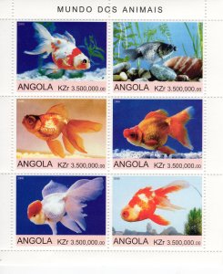 Angola 2000 Marine Life/Fishes Sheetlet (6) Perforated MNH
